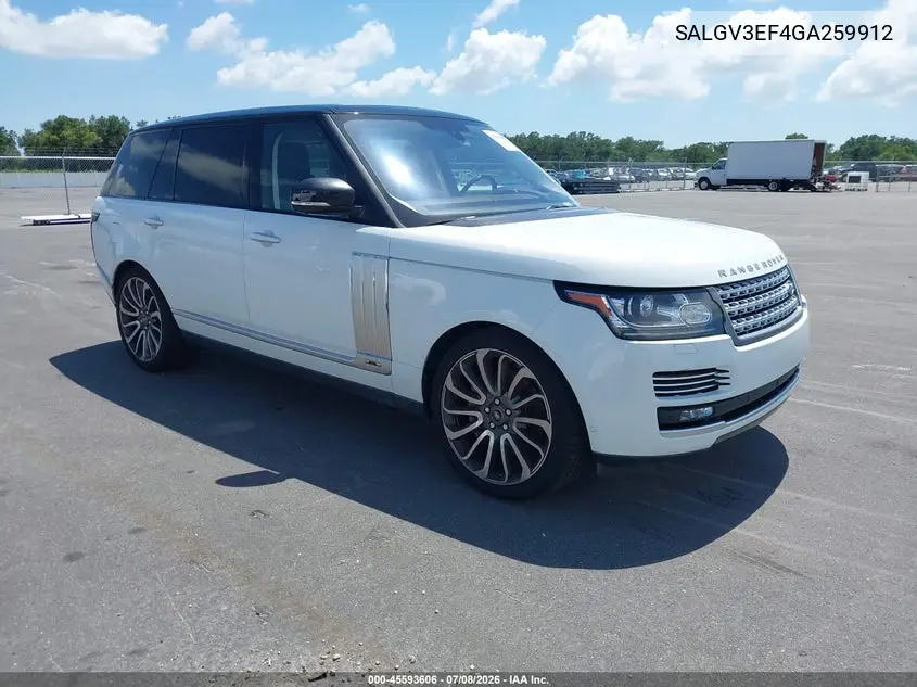 2016 Land Rover Range Rover 5.0L V8 Holland Holland/5.0L V8 Supercharged Autobiography VIN: SALGV3EF4GA259912 Lot: 45593606