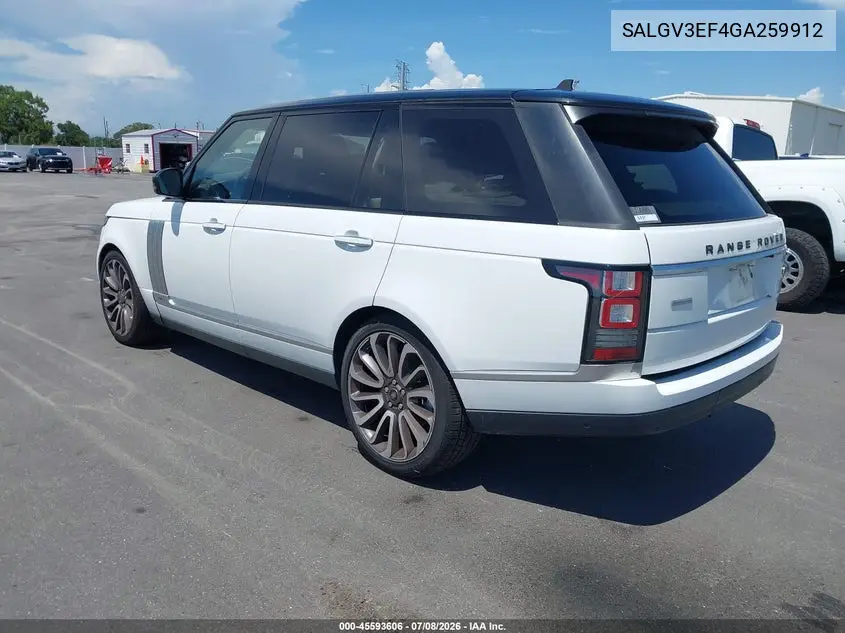 2016 Land Rover Range Rover 5.0L V8 Holland Holland/5.0L V8 Supercharged Autobiography VIN: SALGV3EF4GA259912 Lot: 45593606