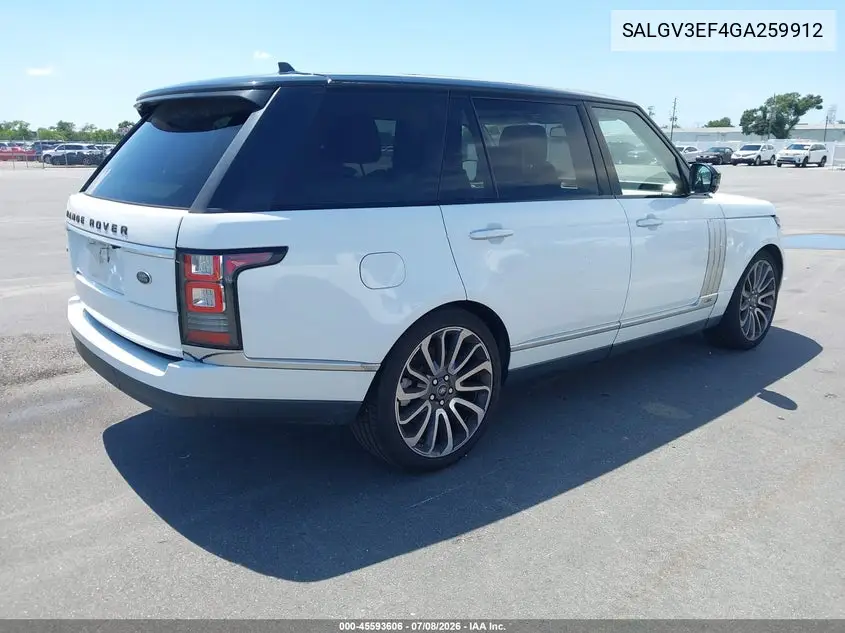 2016 Land Rover Range Rover 5.0L V8 Holland Holland/5.0L V8 Supercharged Autobiography VIN: SALGV3EF4GA259912 Lot: 45593606