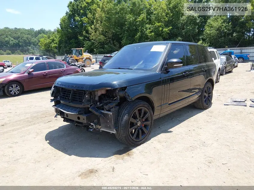 2017 Land Rover Range Rover 3.0L V6 Supercharged Hse VIN: SALGS2FV7HA361926 Lot: 45255275