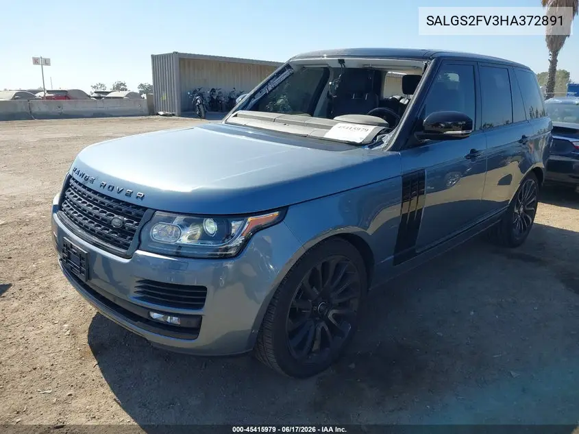 2017 Land Rover Range Rover 3.0L V6 Supercharged Hse VIN: SALGS2FV3HA372891 Lot: 45415979