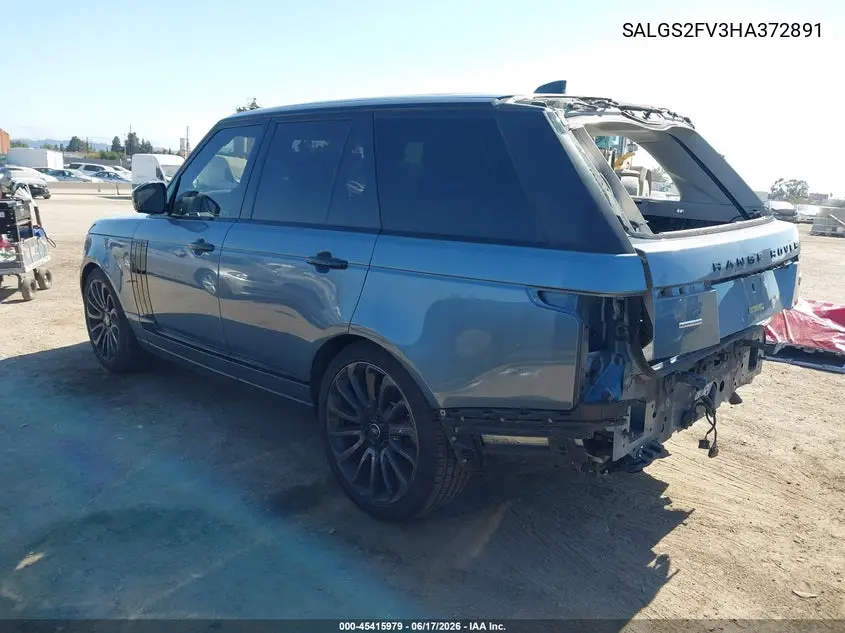2017 Land Rover Range Rover 3.0L V6 Supercharged Hse VIN: SALGS2FV3HA372891 Lot: 45415979