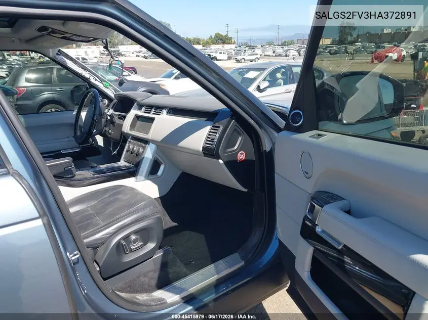 2017 Land Rover Range Rover 3.0L V6 Supercharged Hse VIN: SALGS2FV3HA372891 Lot: 45415979