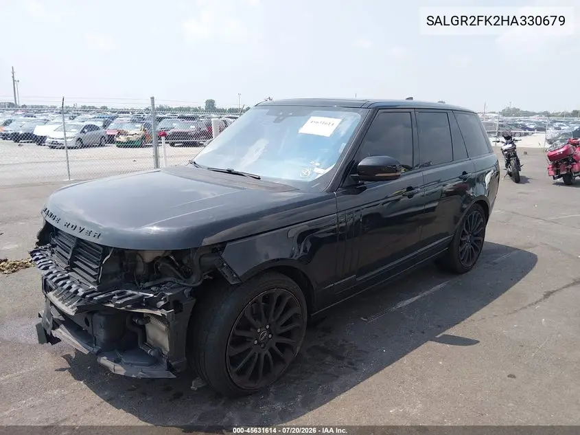2017 Land Rover Range Rover 3.0L V6 Turbocharged Diesel Td6 VIN: SALGR2FK2HA330679 Lot: 45631614