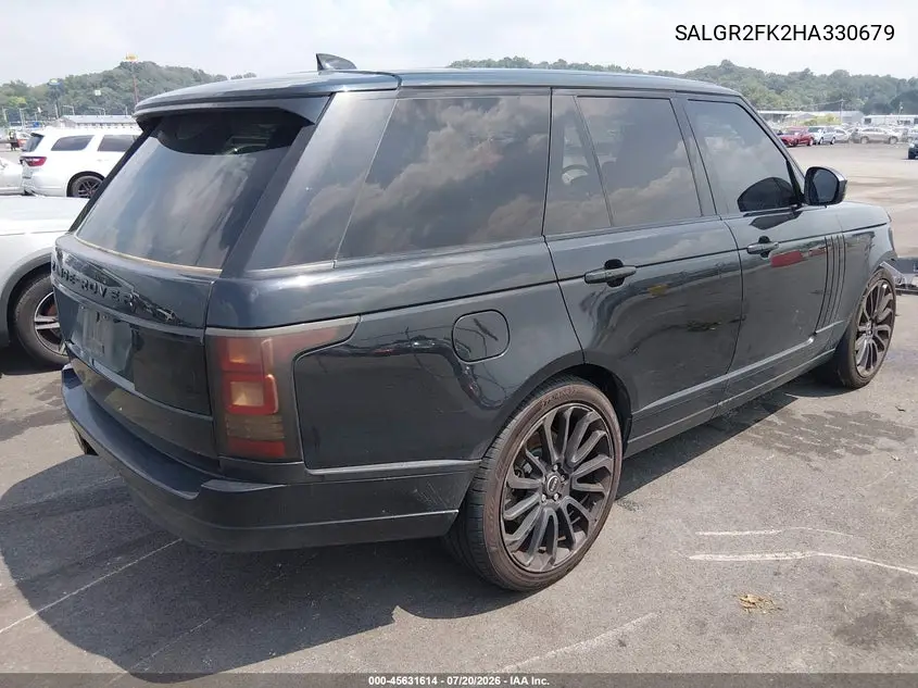 2017 Land Rover Range Rover 3.0L V6 Turbocharged Diesel Td6 VIN: SALGR2FK2HA330679 Lot: 45631614