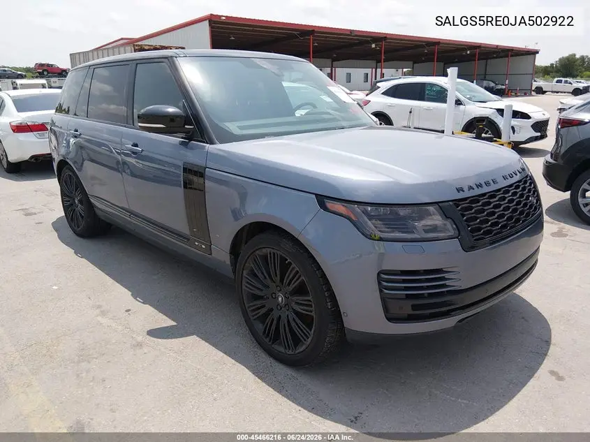 2018 Land Rover Range Rover 5.0L V8 Supercharged VIN: SALGS5RE0JA502922 Lot: 45466216