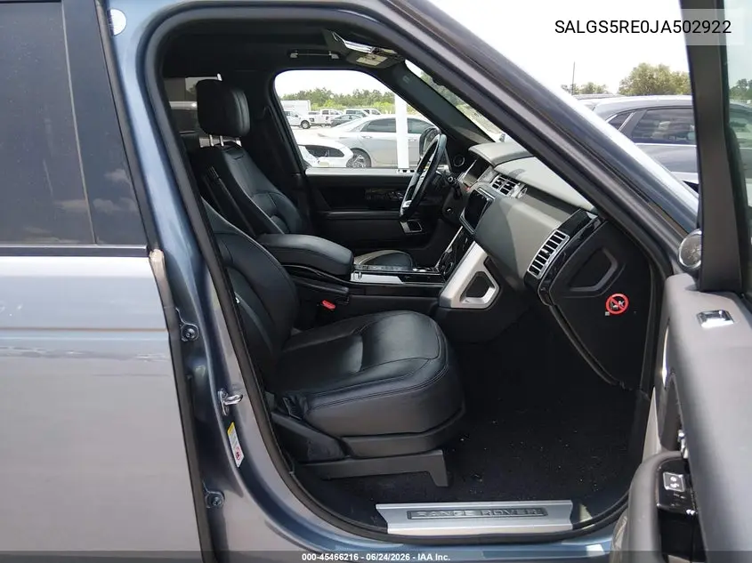 2018 Land Rover Range Rover 5.0L V8 Supercharged VIN: SALGS5RE0JA502922 Lot: 45466216