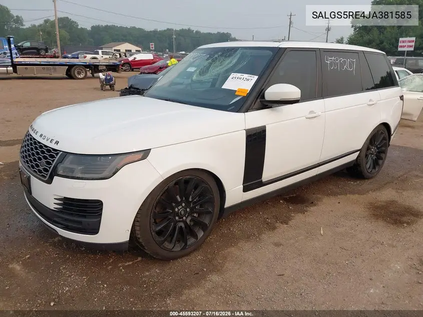 2018 Land Rover Range Rover 5.0L V8 Supercharged VIN: SALGS5RE4JA381585 Lot: 45593207