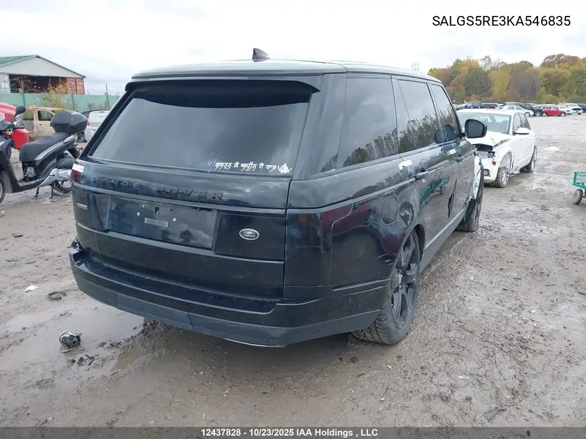 2019 Land Rover Range Rover 5.0L V8 Supercharged VIN: SALGS5RE3KA546835 Lot: 12437828