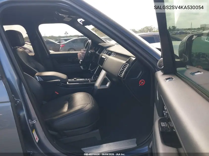 2019 Land Rover Range Rover 3.0L V6 Supercharged Hse VIN: SALGS2SV4KA530054 Lot: 45310326