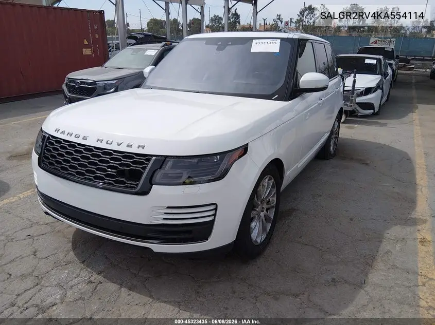 2019 Land Rover Range Rover 3.0L V6 Supercharged VIN: SALGR2RV4KA554114 Lot: 45323435