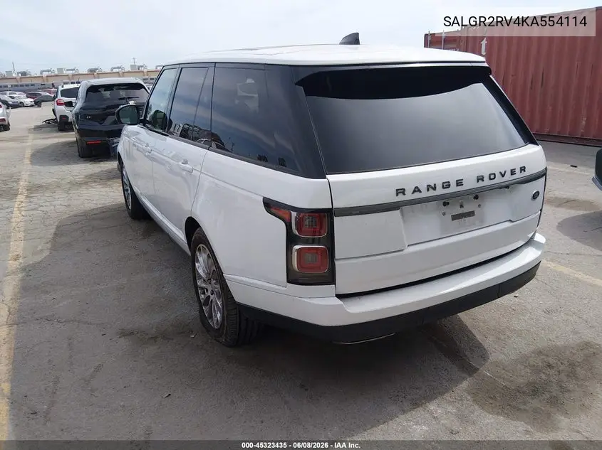 2019 Land Rover Range Rover 3.0L V6 Supercharged VIN: SALGR2RV4KA554114 Lot: 45323435