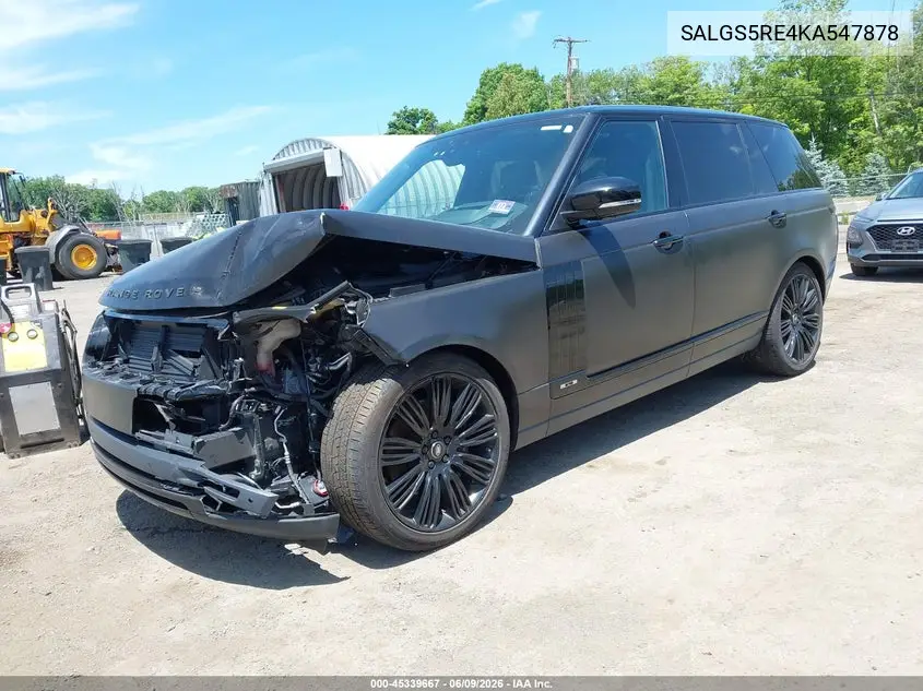 2019 Land Rover Range Rover 5.0L V8 Supercharged VIN: SALGS5RE4KA547878 Lot: 45339667