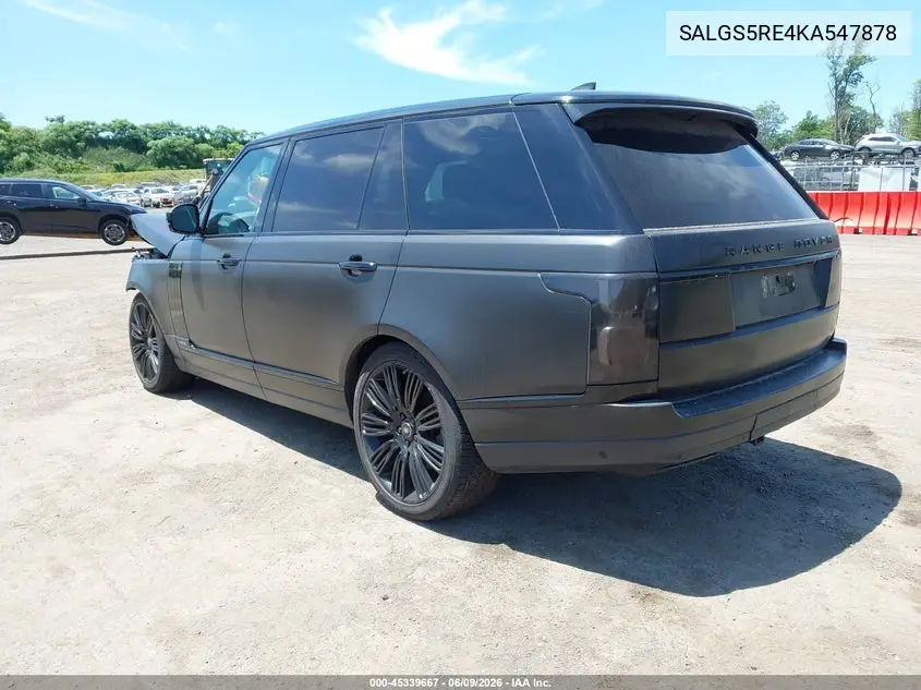 2019 Land Rover Range Rover 5.0L V8 Supercharged VIN: SALGS5RE4KA547878 Lot: 45339667