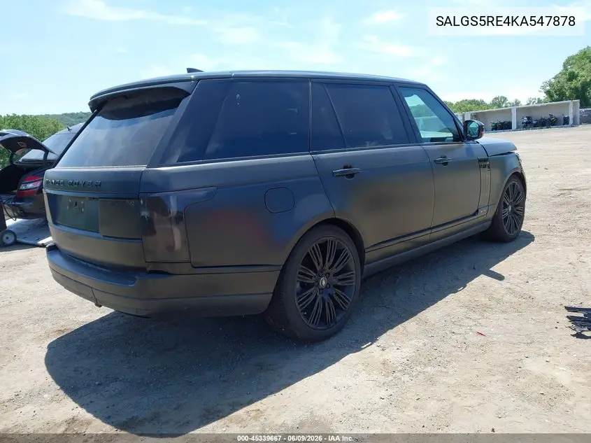 2019 Land Rover Range Rover 5.0L V8 Supercharged VIN: SALGS5RE4KA547878 Lot: 45339667