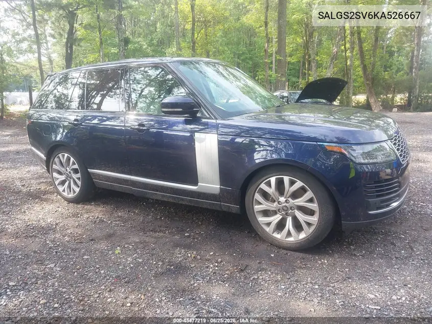 2019 Land Rover Range Rover 3.0L V6 Supercharged Hse VIN: SALGS2SV6KA526667 Lot: 45477219