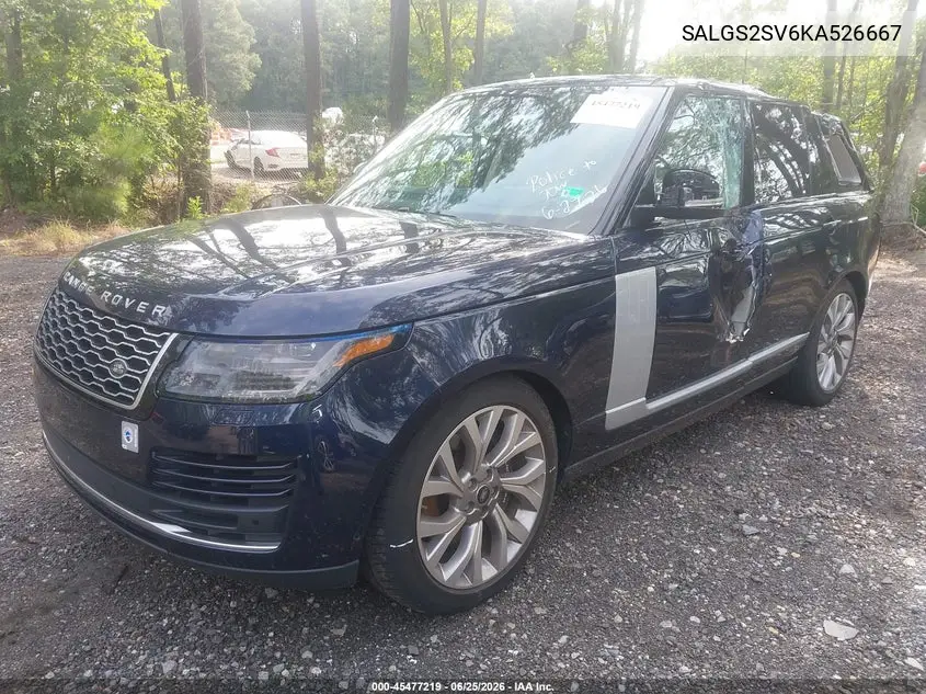 2019 Land Rover Range Rover 3.0L V6 Supercharged Hse VIN: SALGS2SV6KA526667 Lot: 45477219