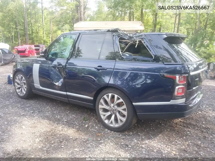 2019 Land Rover Range Rover 3.0L V6 Supercharged Hse VIN: SALGS2SV6KA526667 Lot: 45477219