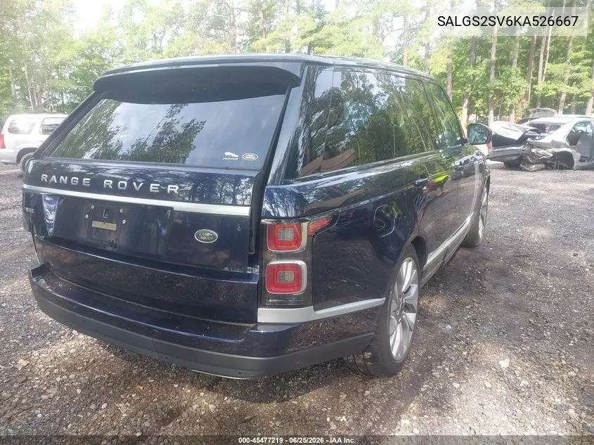 2019 Land Rover Range Rover 3.0L V6 Supercharged Hse VIN: SALGS2SV6KA526667 Lot: 45477219