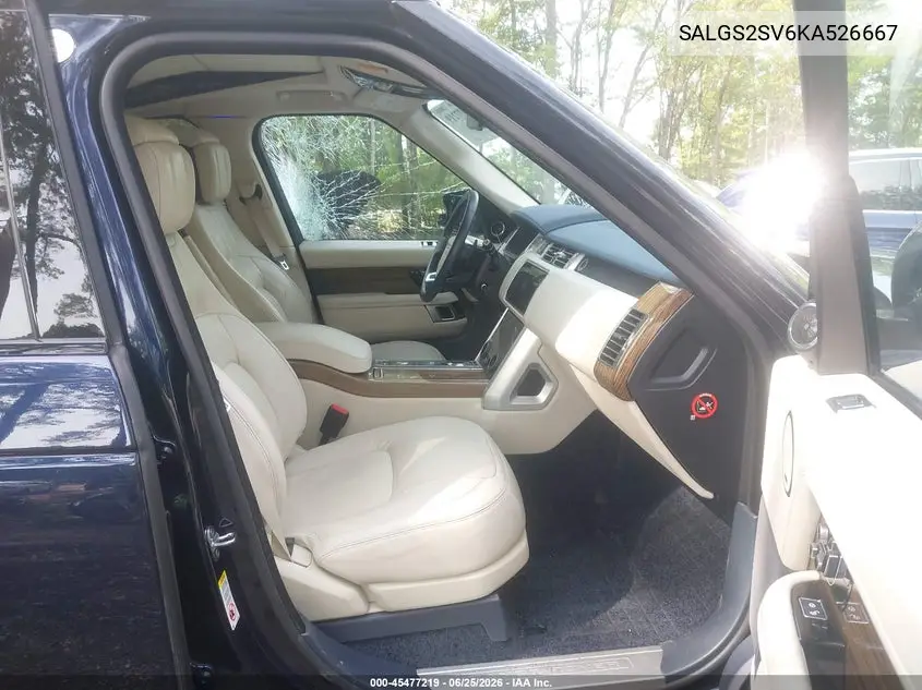 2019 Land Rover Range Rover 3.0L V6 Supercharged Hse VIN: SALGS2SV6KA526667 Lot: 45477219