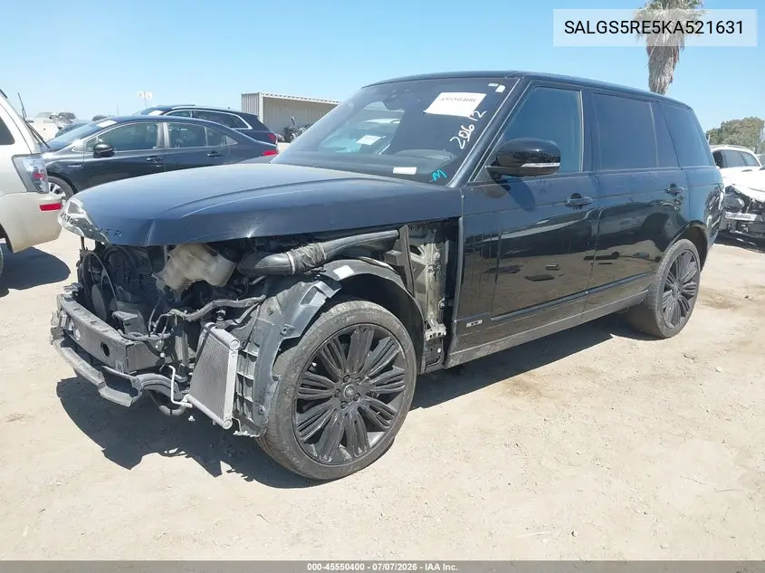 2019 Land Rover Range Rover 5.0L V8 Supercharged VIN: SALGS5RE5KA521631 Lot: 45550400