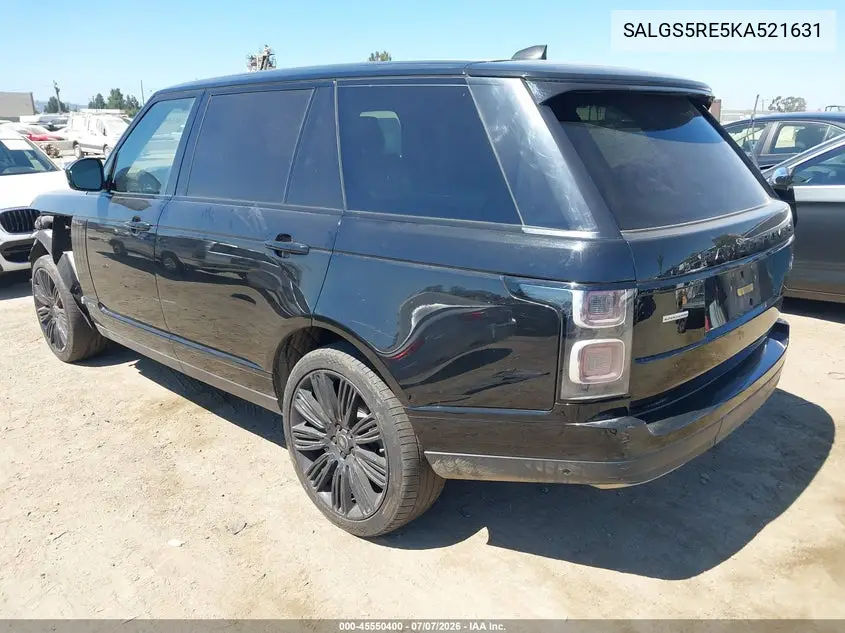 2019 Land Rover Range Rover 5.0L V8 Supercharged VIN: SALGS5RE5KA521631 Lot: 45550400