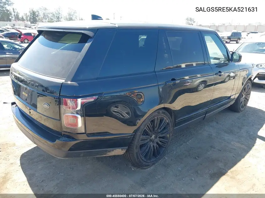 2019 Land Rover Range Rover 5.0L V8 Supercharged VIN: SALGS5RE5KA521631 Lot: 45550400