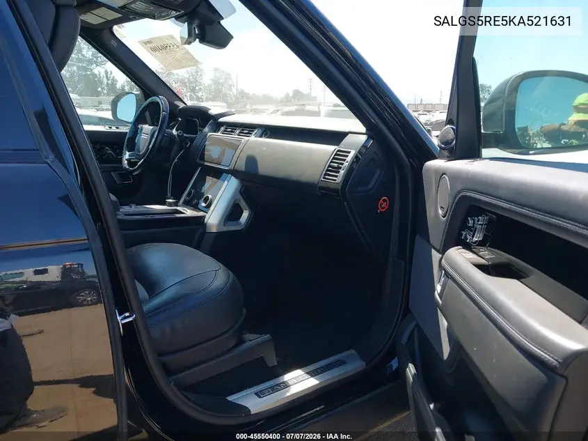 2019 Land Rover Range Rover 5.0L V8 Supercharged VIN: SALGS5RE5KA521631 Lot: 45550400
