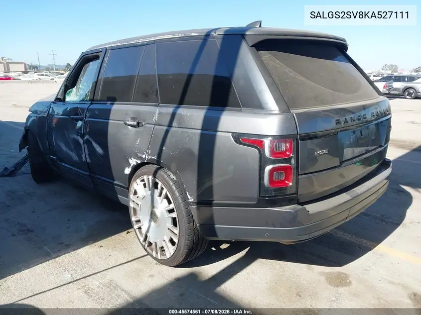 2019 Land Rover Range Rover 3.0L V6 Supercharged Hse VIN: SALGS2SV8KA527111 Lot: 45574561