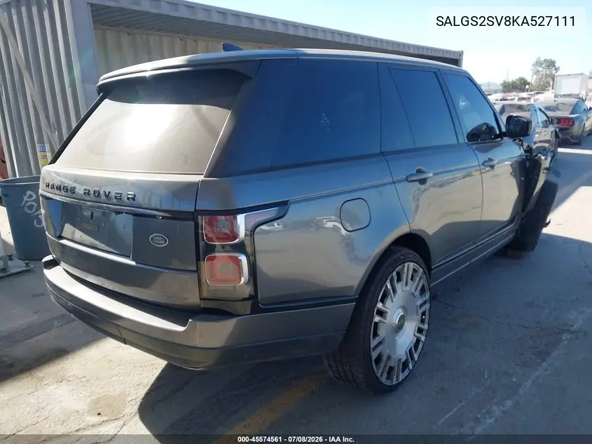 2019 Land Rover Range Rover 3.0L V6 Supercharged Hse VIN: SALGS2SV8KA527111 Lot: 45574561