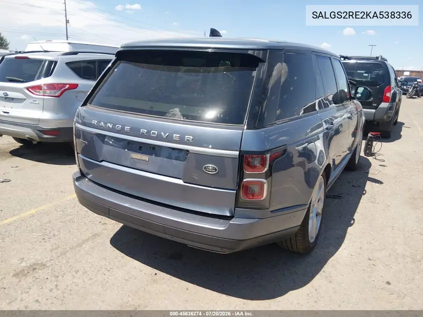 2019 Land Rover Range Rover 5.0L V8 Supercharged VIN: SALGS2RE2KA538336 Lot: 45636274
