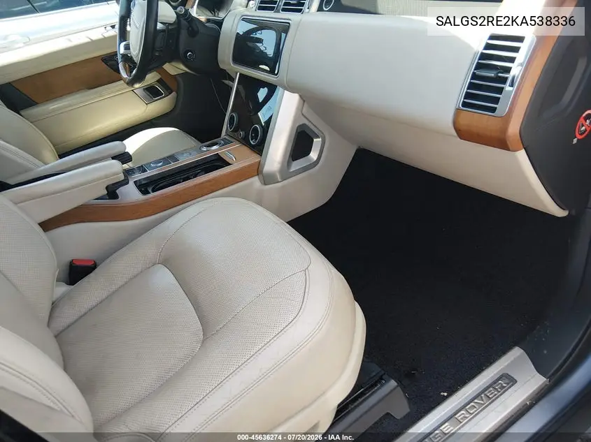 2019 Land Rover Range Rover 5.0L V8 Supercharged VIN: SALGS2RE2KA538336 Lot: 45636274
