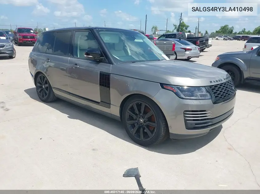2020 Land Rover Range Rover Hse VIN: SALGS4RY3LA410498 Lot: 45317145