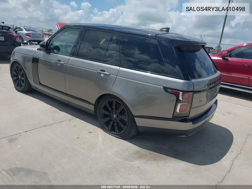 2020 Land Rover Range Rover Hse VIN: SALGS4RY3LA410498 Lot: 45317145