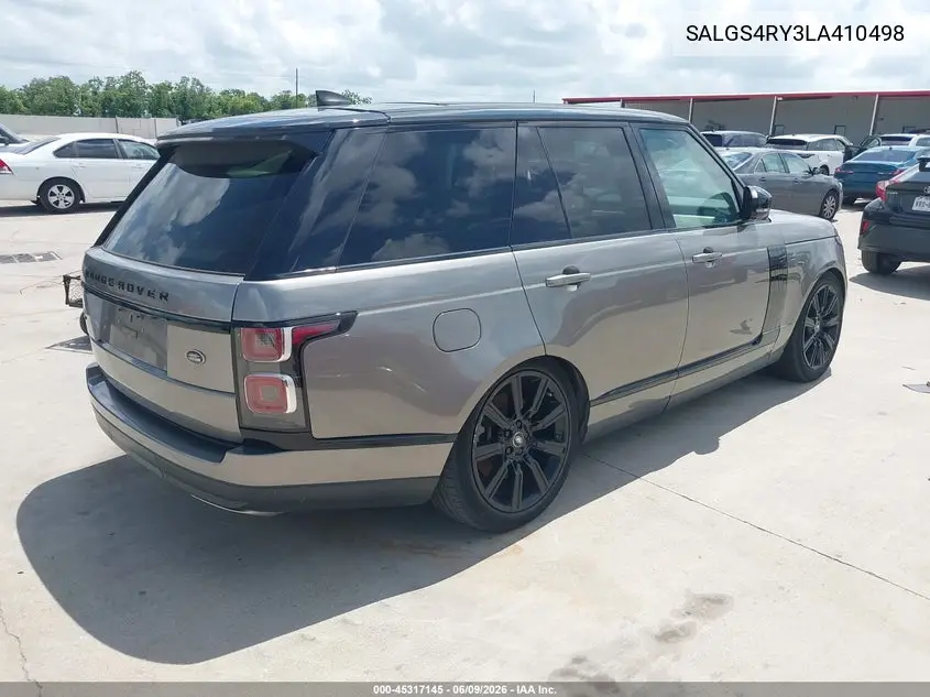 2020 Land Rover Range Rover Hse VIN: SALGS4RY3LA410498 Lot: 45317145