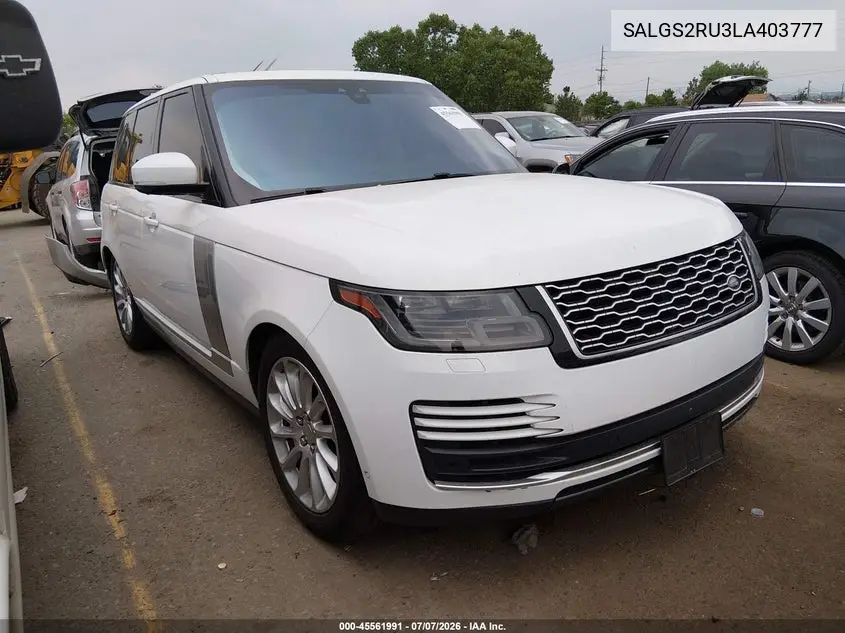 2020 Land Rover Range Rover Hse VIN: SALGS2RU3LA403777 Lot: 45561991