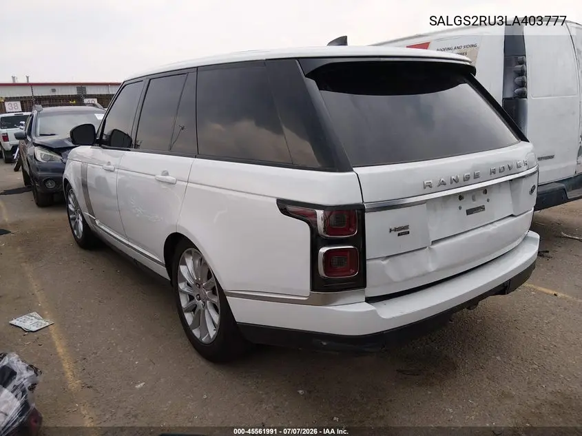 2020 Land Rover Range Rover Hse VIN: SALGS2RU3LA403777 Lot: 45561991