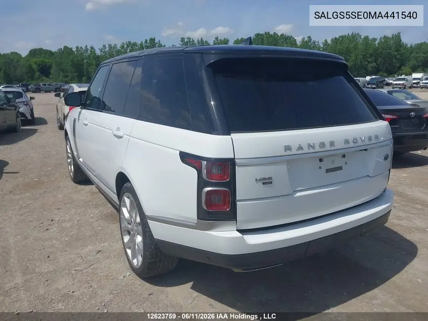 2021 Land Rover Range Rover P525 Westminster VIN: SALGS5SE0MA441540 Lot: 12623759