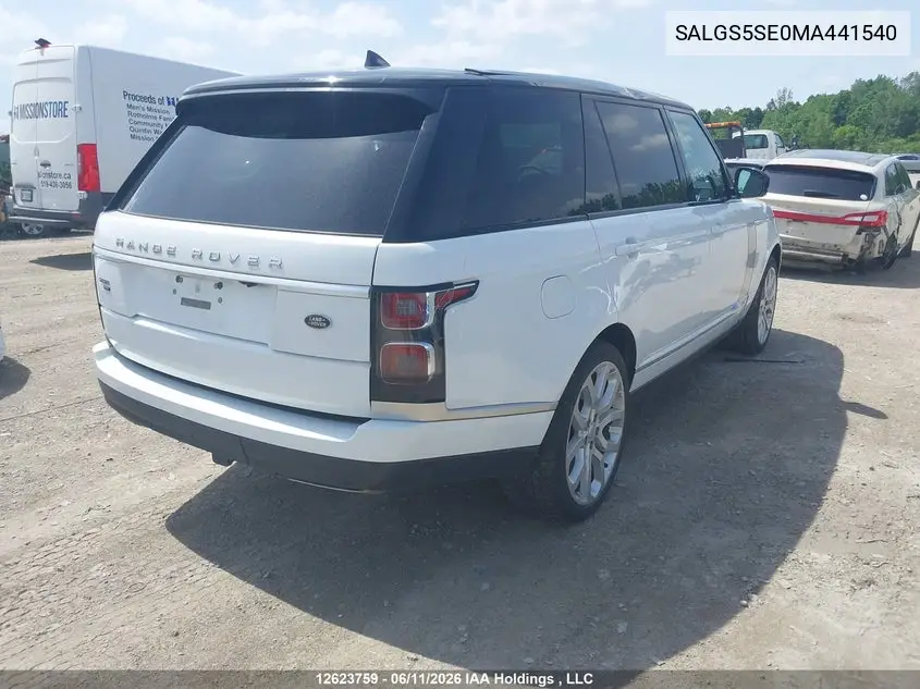 2021 Land Rover Range Rover P525 Westminster VIN: SALGS5SE0MA441540 Lot: 12623759