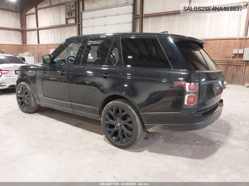 2022 Land Rover Range Rover P525 Westminster VIN: SALGS2SE4NA468837 Lot: 44611135