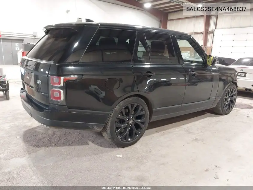 2022 Land Rover Range Rover P525 Westminster VIN: SALGS2SE4NA468837 Lot: 44611135