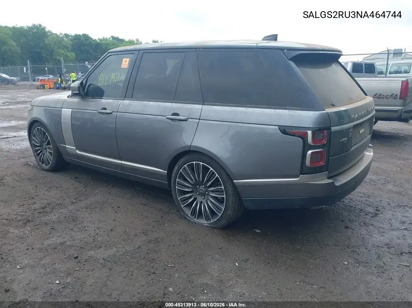 2022 Land Rover Range Rover Westminster VIN: SALGS2RU3NA464744 Lot: 45313913