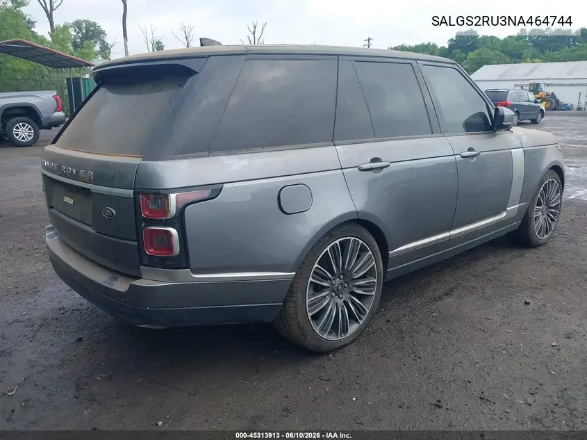 2022 Land Rover Range Rover Westminster VIN: SALGS2RU3NA464744 Lot: 45313913
