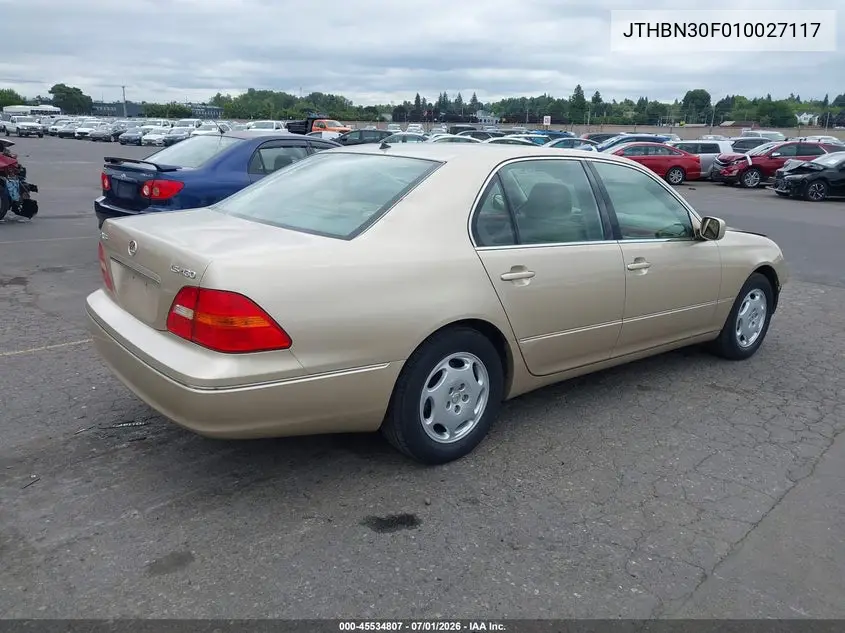 2001 Lexus Ls 430 VIN: JTHBN30F010027117 Lot: 45534807