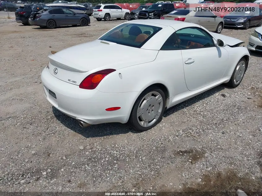 2002 Lexus Sc 430 VIN: JTHFN48Y920027048 Lot: 45533046