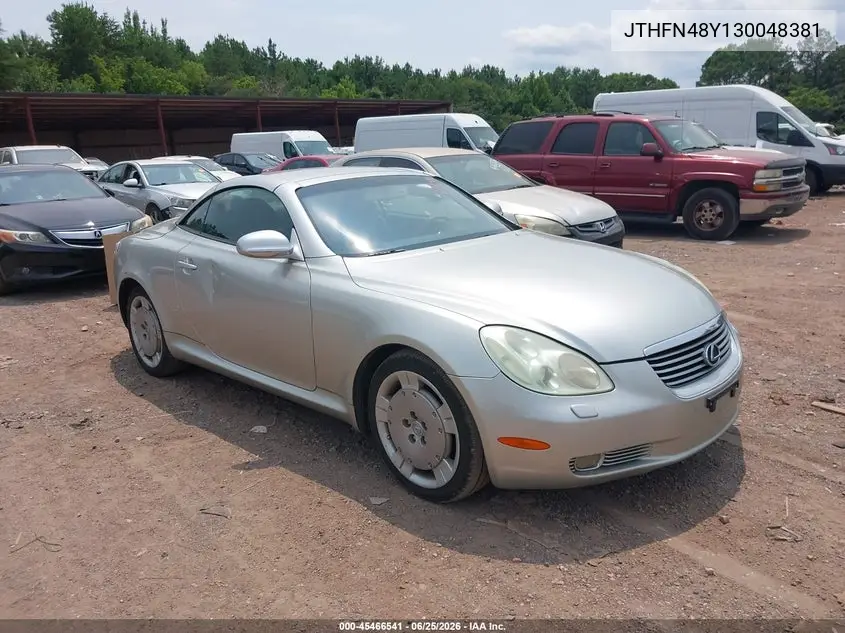 2003 Lexus Sc 430 VIN: JTHFN48Y130048381 Lot: 45466541