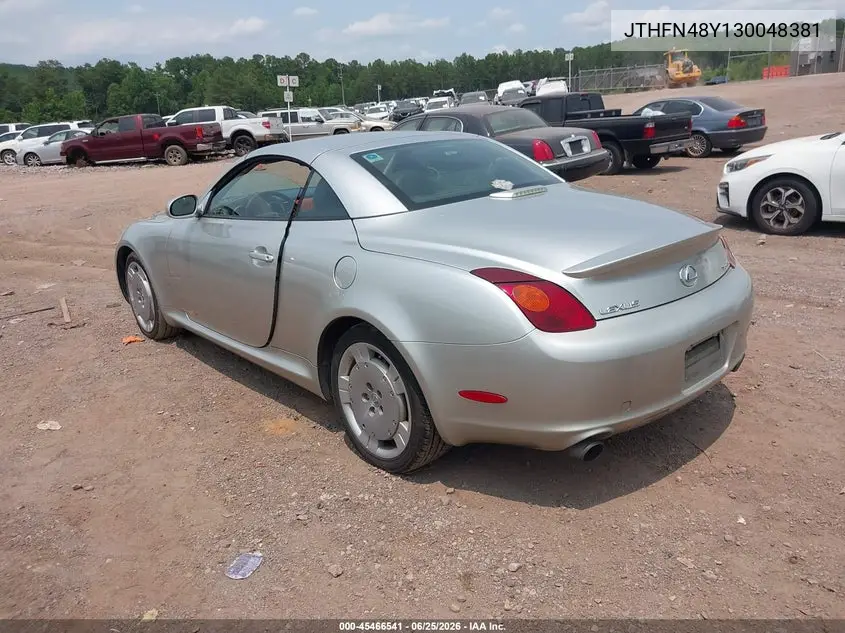 2003 Lexus Sc 430 VIN: JTHFN48Y130048381 Lot: 45466541