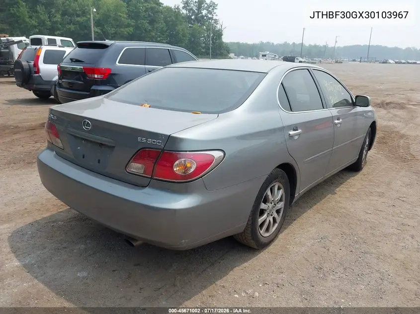 2003 Lexus Es 300 VIN: JTHBF30GX30103967 Lot: 45671002