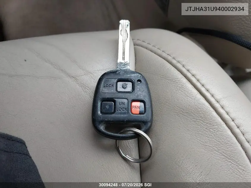 2004 Lexus Rx 330 VIN: JTJHA31U940002934 Lot: 30094248