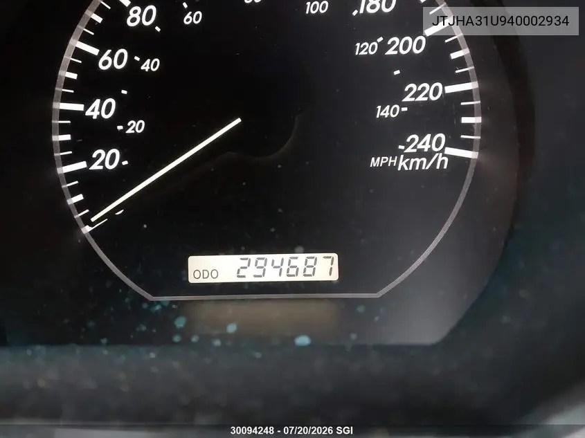 2004 Lexus Rx 330 VIN: JTJHA31U940002934 Lot: 30094248